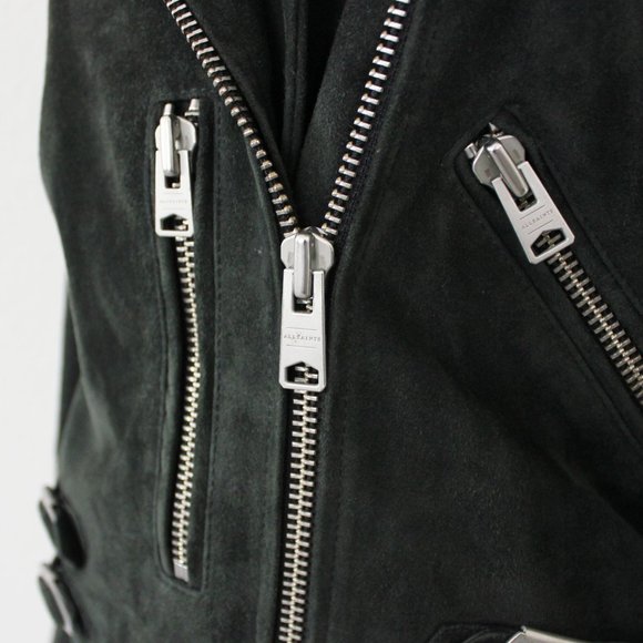 Allsaints Edwards Biker Goat Suede Leather Motorcycle Zipper Buckle Jacket, US 2 - Picture 14 of 15